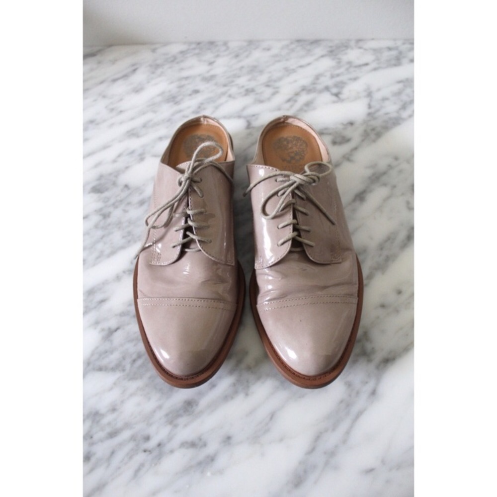Vince Camuto Nude Patent Leather Mules